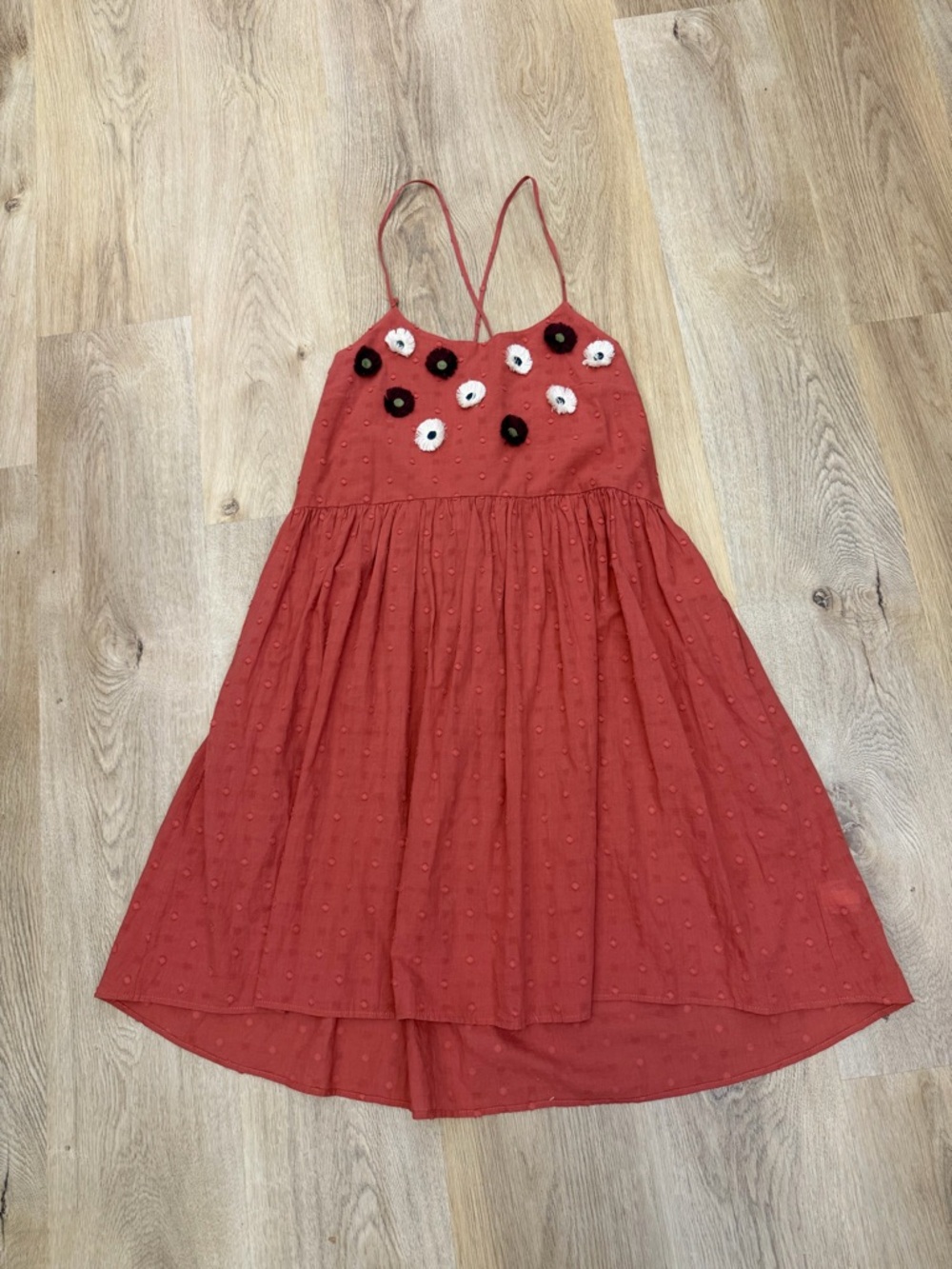 Madewell Rust Floral Appliqué Sundress